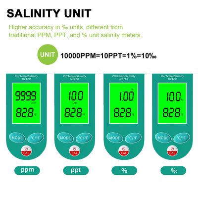 Waterproof Digital Salinity Tester and pH Meter with HD Large Screen Display for 0-100% Salinity Range
