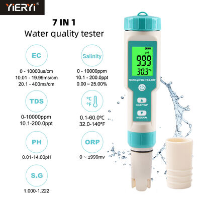 7-in-1 Water Quality Tester with Detachable Probe for High Precision 0.01pH Measurement