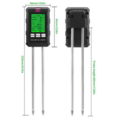 YiERYi 6-IN-1 Soil Detector 3.5-9pH/0-99% Moisture/0-3000μs/cm Fertility 90° Rotatable Screen