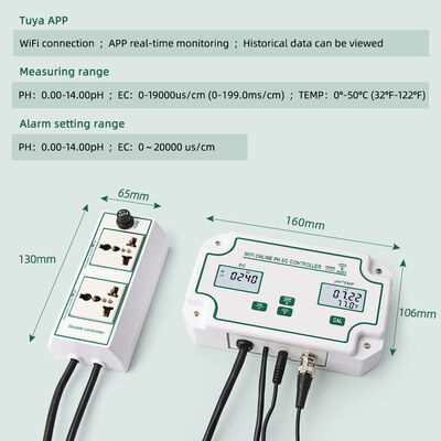 Tuya Wifi Online EC Monitoring Controller ph Meter With Data Logger Function Hydroponic Water Quality Monitoring Tester