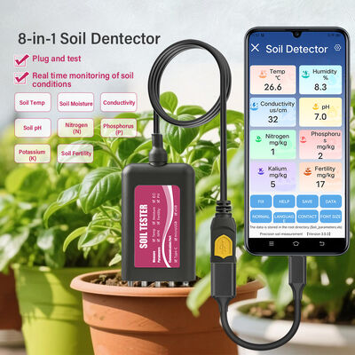 YIERYI 8-in-1 USB Soil Tester with Real-Time Monitor App Control PH Meter,Moisture,NPK,EC,Temp&Fertility Sensor for Garden