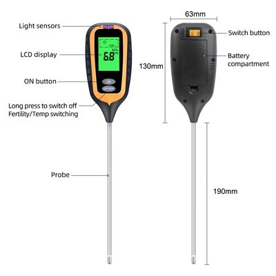 6-in-1 Soil PH Meter Garden Soil PH / Fertility / Moisture / Light / Air Humidity / Temp Multi Functional Soil Testing Tool
