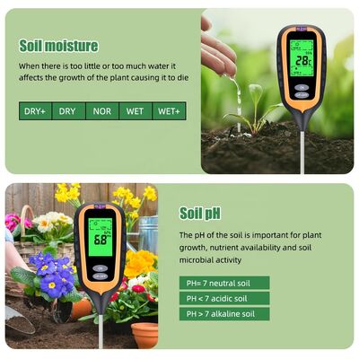 6-in-1 Soil PH Meter Garden Soil PH / Fertility / Moisture / Light / Air Humidity / Temp Multi Functional Soil Testing Tool