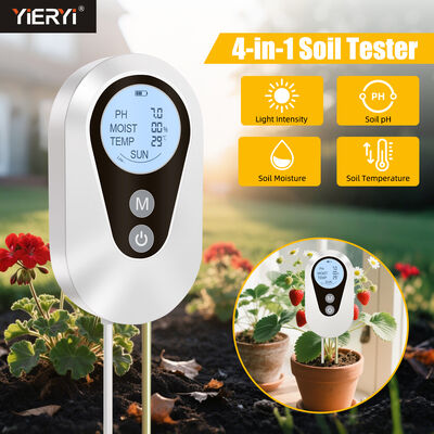 Digital 4-in-1 Soil PH Moisture Temperature Sunlight Tester With Backlit LCD For Garden Agriculture
