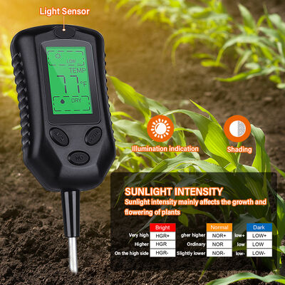 Large LCD User Interface 4 In 1 Soil Meter  PH Soil Meter Moisture/Temperature/Sunlight  Soil Analysis Tools