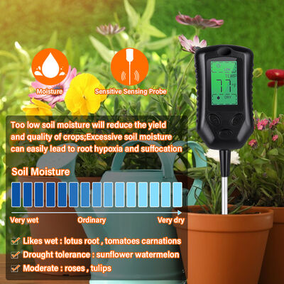 Large LCD User Interface 4 In 1 Soil Meter  PH Soil Meter Moisture/Temperature/Sunlight  Soil Analysis Tools