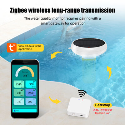 Wifi 7-in-1 Floating Waterproof Chlorometer With Smart Hub Salt/EC/TDS/ORP&Temp USB Solar Powered pH Meter  for Swimming Pools