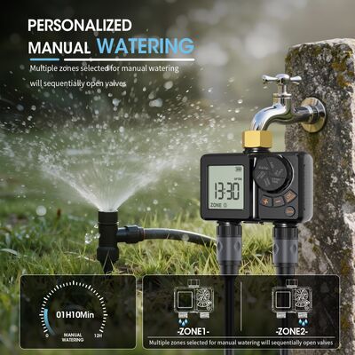 Rechargeable Digital Irrigation Timer Heavy Duty Brass Connector Auto Sprinkler Controller With Manual Override