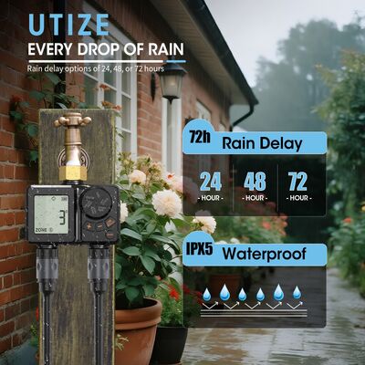 Rechargeable Digital Irrigation Timer Heavy Duty Brass Connector Auto Sprinkler Controller With Manual Override