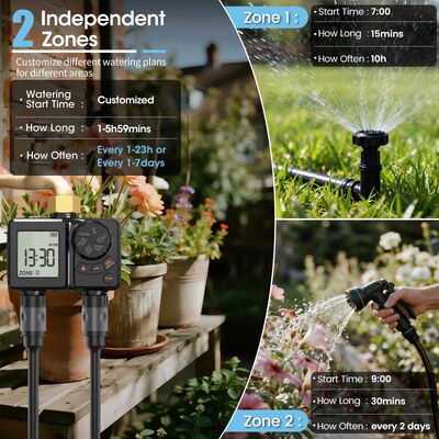 Rechargeable Digital Irrigation Timer Heavy Duty Brass Connector Auto Sprinkler Controller With Manual Override
