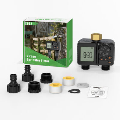 Rechargeable Digital Irrigation Timer Heavy Duty Brass Connector Auto Sprinkler Controller With Manual Override