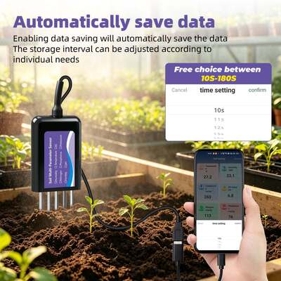 Upgraded USB‑C Connected Soil Tester with EC Temperature‑Humidity PH Fertility and N‑P‑K Data Storage Function