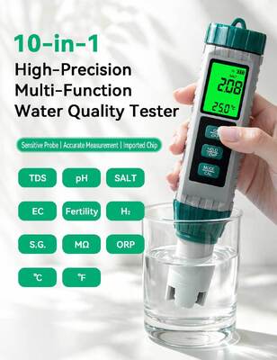 10‑in‑1 Multi‑Parameter Water Quality Test Pen, PH TDS EC ORP Salinity Meter