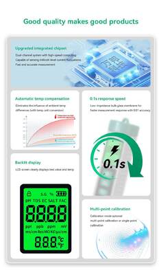10‑in‑1 Multi‑Parameter Water Quality Test Pen, PH TDS EC ORP Salinity Meter
