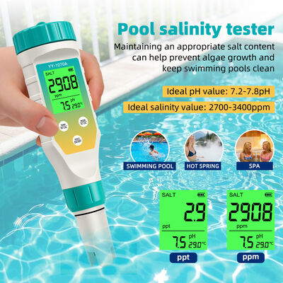 7-in-1 Water Quality Test Pen, pH Salinity ORP TDS EC FAC TEMP, Simultaneous Green Backlight Display, Rechargeable