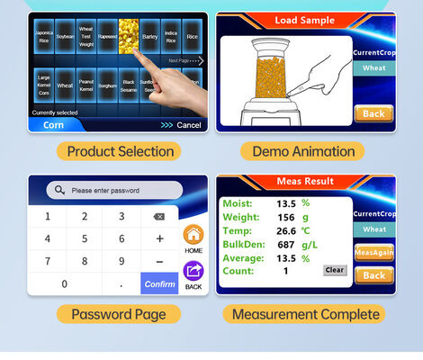 Smart Touch Screen Grain Moisture Tester, Tests 29 Kinds of Grains, Touch Control Grain Moisture Meter