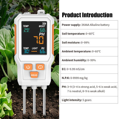 10 in 1 Color Screen Soil Tester, PH,EC,N P K,Temp,Moisture,Light  Humidity