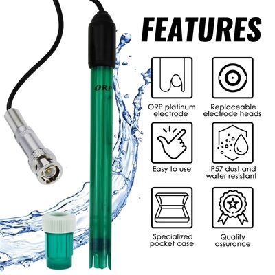 Replacement ORP Redox Electrode, 300cm Cable with BNC Connector, Compatible with Most ORP Meters