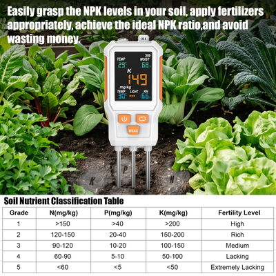 10 in 1 Color Screen Soil Tester, PH,EC,N P K,Temp,Moisture,Light  Humidity