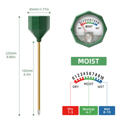 YIERYI Battery-Free Analog Soil Moisture Meter with Metal Probe Precision 0-10 Scale Hygrometer for Garden Potted Plants Farming