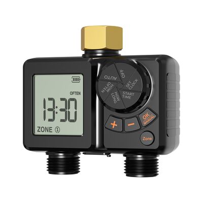 Rechargeable Digital Irrigation Timer Heavy Duty Brass Connector Auto Sprinkler Controller With Manual Override